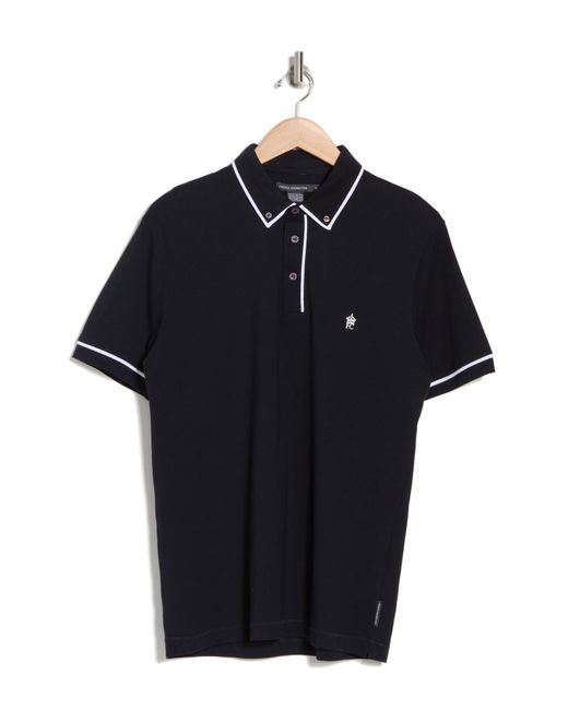 French Connection Blue Piped Cotton Polo for men