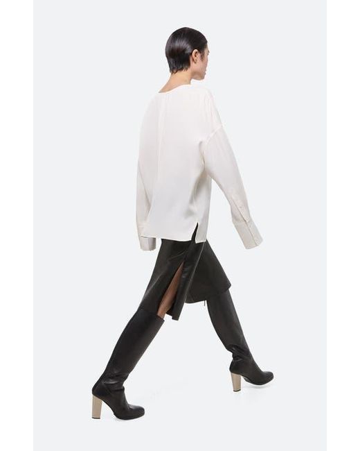 Helmut Lang White Reversible Long Sleeve Drawstring Top