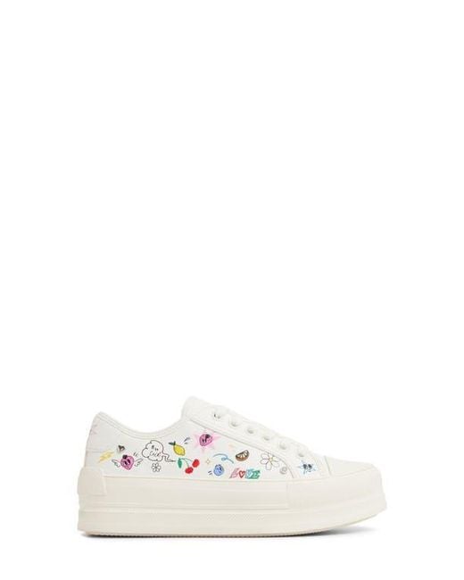 ALDO White Rayes Embroidered Platform Sneaker