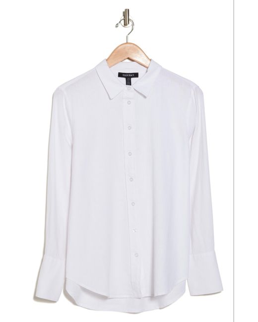 Ellen Tracy White Linen Blend Button-up Shirt