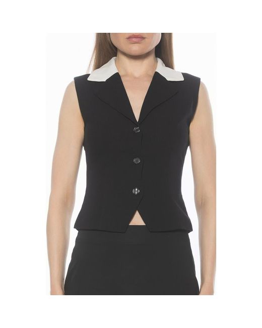 Alexia Admor Black Luisa Cotton & Linen Vest