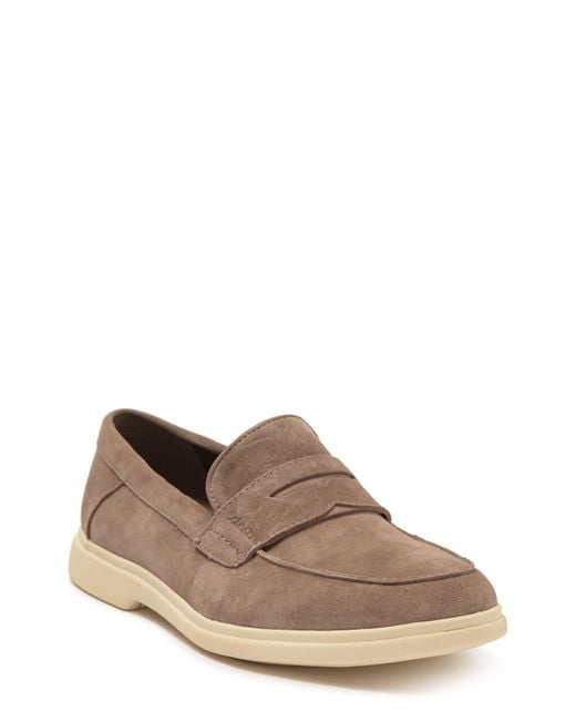 Calvin Klein Suede Trapper Penny Loafer in Taupe / Taupe (Brown) for ...