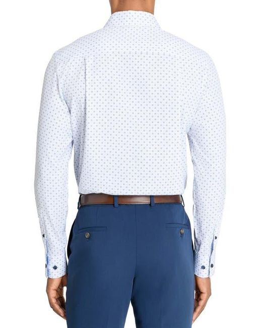 Con.struct Blue Micro Geometric Print Stretch Button-Up Shirt for men