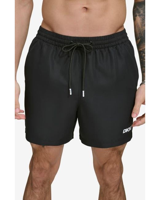 DKNY Black Core Solid Swim Trunks for men