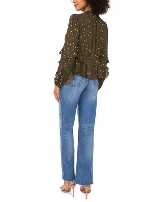 Ted Baker Multicolor Ruffle V-Neck Button Top