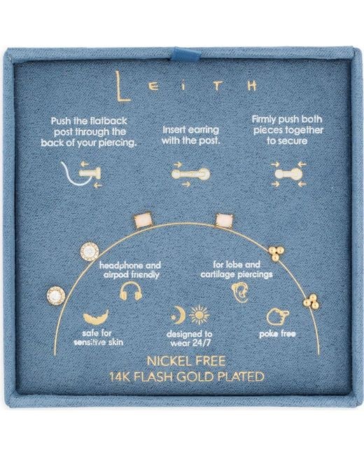 Leith White 3-Pack Cz & Opal Assorted Flatback Stud Earrings
