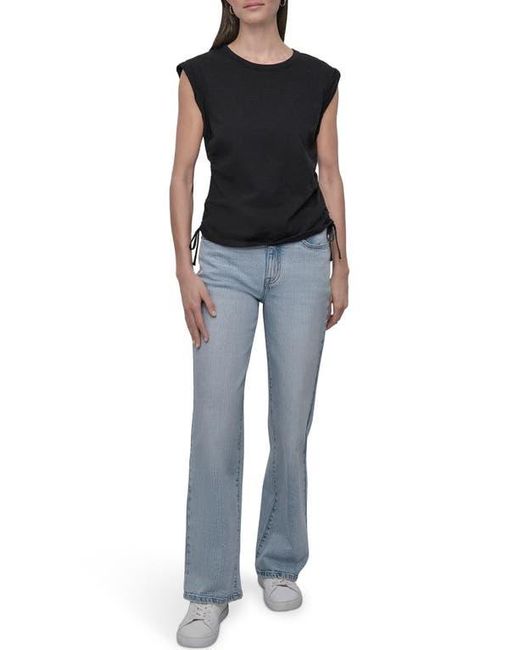 DKNY Black Ruched Knit Top