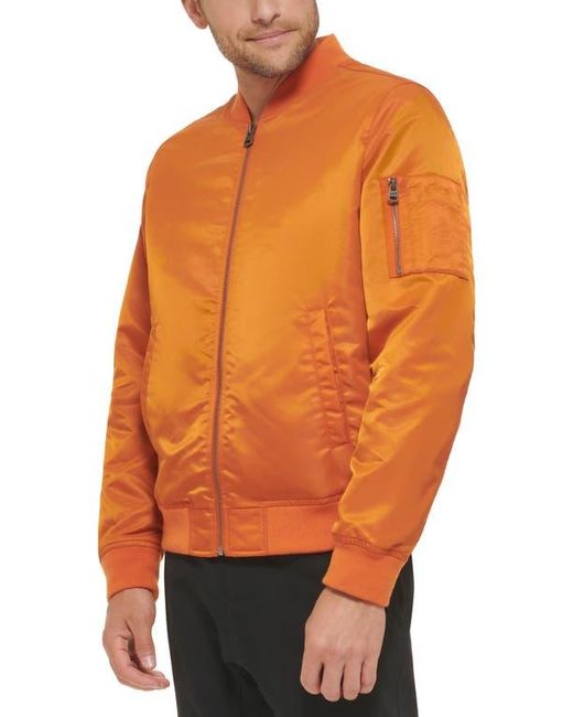 Levi's Orange Nylon Satin Bomber Jacket for men