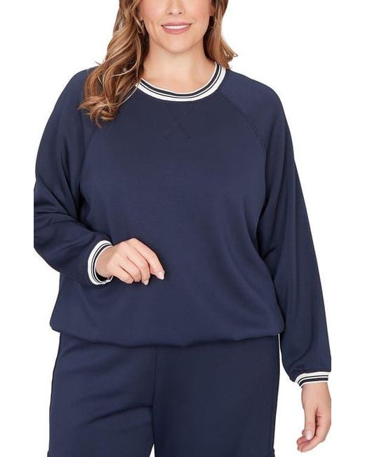 Ruby Rd Blue Bubble Hem Top