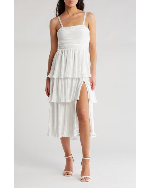 Lulus White Enchanting Aura Textured Tiered Dress