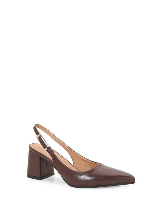 BERNESS Brown Pointed Toe Slingback Pump