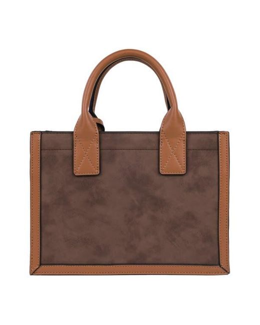 True Religion Brown Top Handle Box Tote Bag