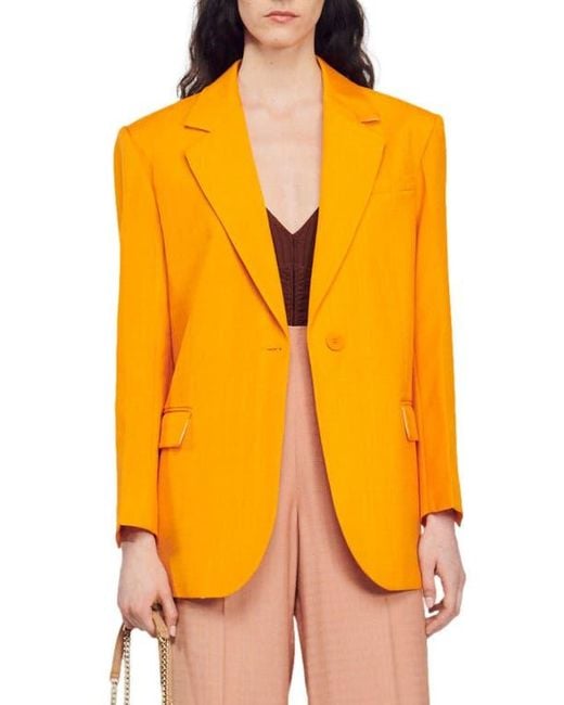Sandro Orange Harper One-Button Blazer