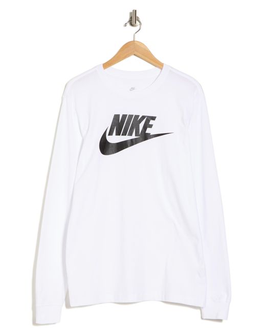 Nike White Swoosh Long Sleeve T-shirt for men
