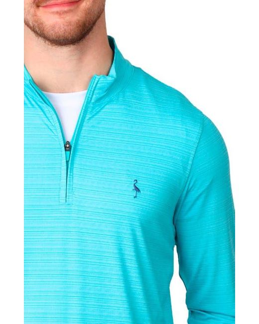 Tailorbyrd Blue Stripe Quarter Zip Performance Polo for men