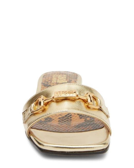 Roberto Cavalli Metallic Flat Slide Sandal