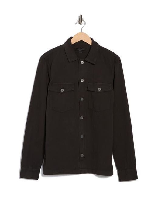 AllSaints Black Aerial Slim Fit Organic Cotton Shirt Jacket for men