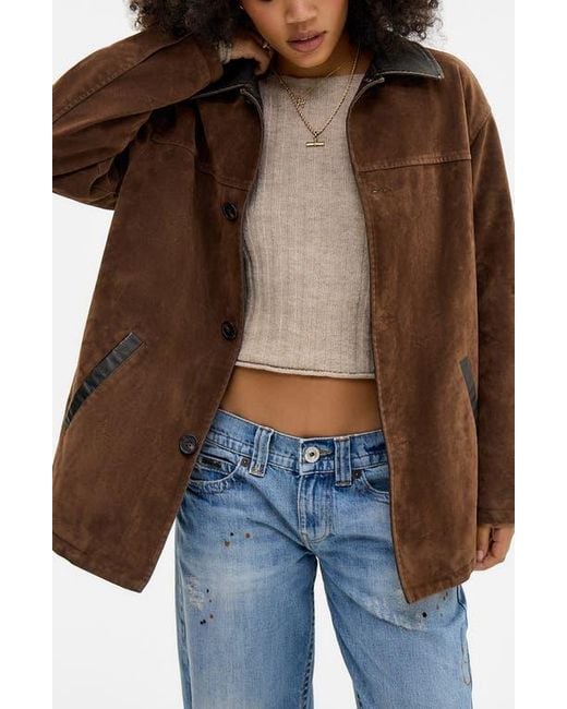 BDG Brown Eugine Faux Suede Jacket
