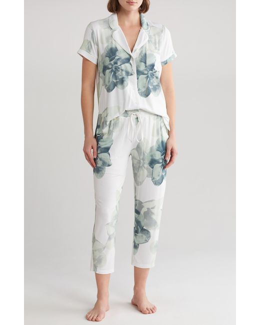 Ted Baker Multicolor Print Short Sleeve Crop Jersey Pajamas