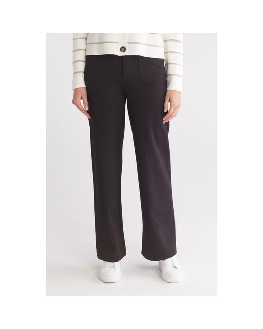 Tahari Black Long Ponte Patch Pocket Pants