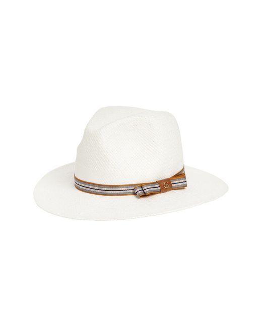 Cole Haan White Straw Fedora Hat