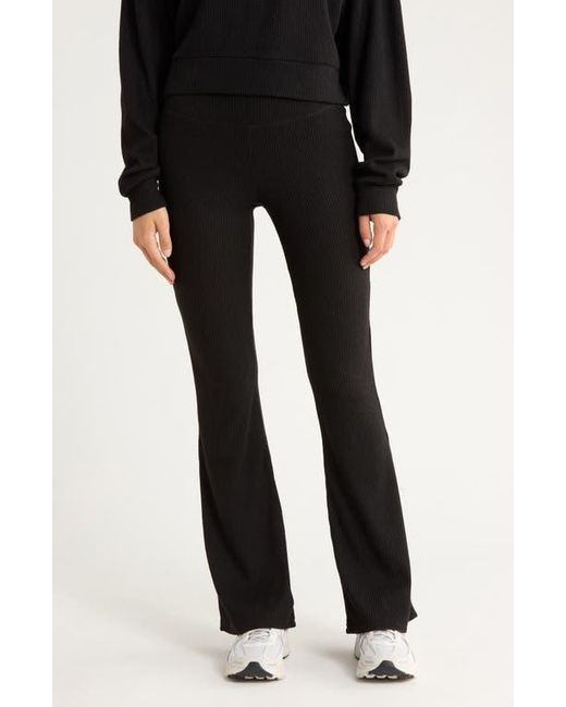 X By Gottex Black Ribbed Flare Leggings