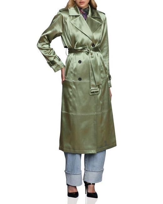 Avec Les Filles Green Double Breasted Satin Coat