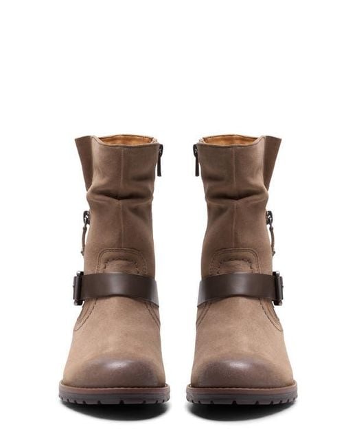 Clarks Brown Nissini Burnished Leather Slouch Boot