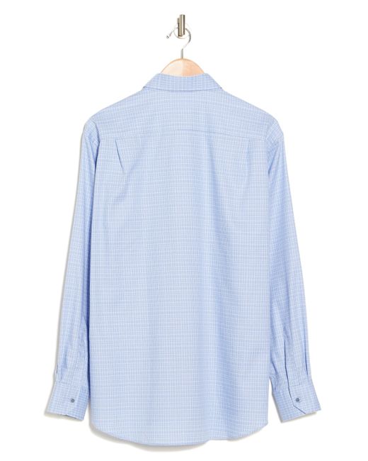 David Donahue Blue Grid Cotton Button-up Shirt for men