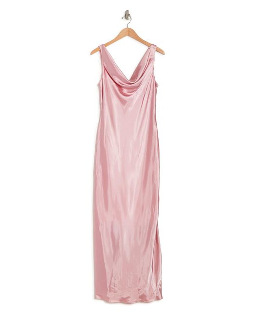 Marina Pink Cowl Neck Sleeveless Satin Gown In Rose At Nordstrom Rack