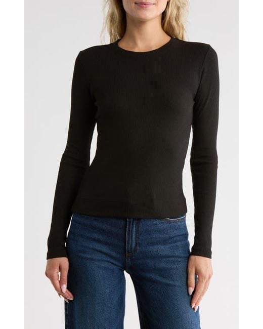 Theory Black Compact Rib Long Sleeve T-Shirt