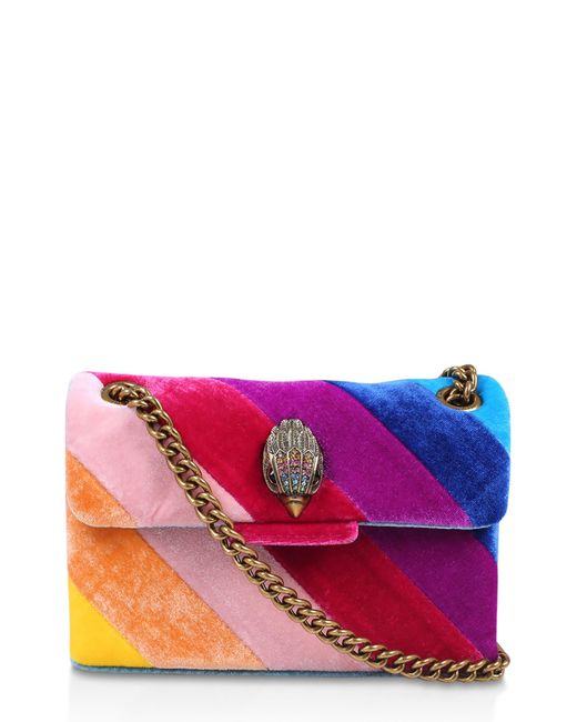 Kurt Geiger Purple Rainbow Shop Mini Kensington Velvet Bag