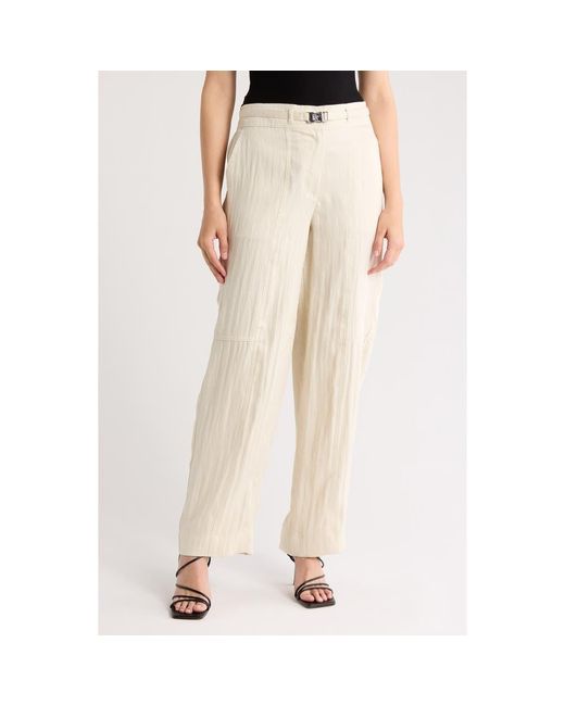 Donna Karan Natural Belted High Waist Wide Leg Pants