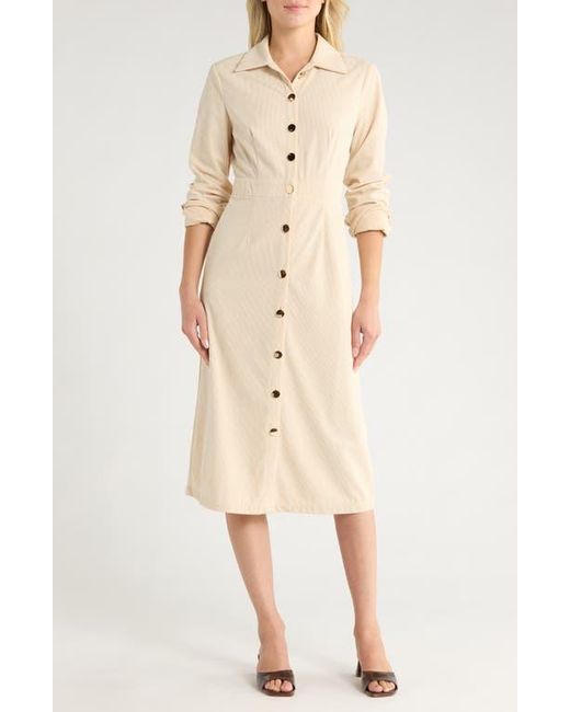 AREA STARS Natural Dion Long Sleeve Shirtdress