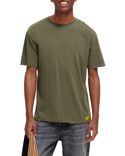 Scotch & Soda Green Raw Edge Organic Cotton T-shirt for men
