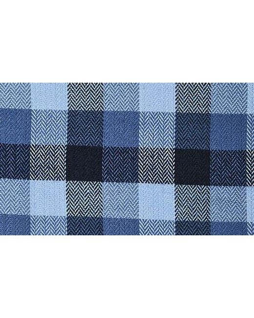 David Donahue Blue Herringbone Check Sport Shirt for men