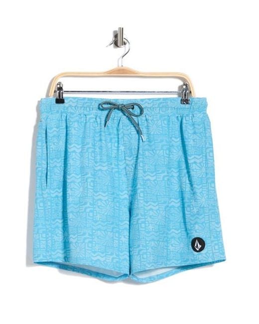 Volcom Blue Lino Swim Trunks for men