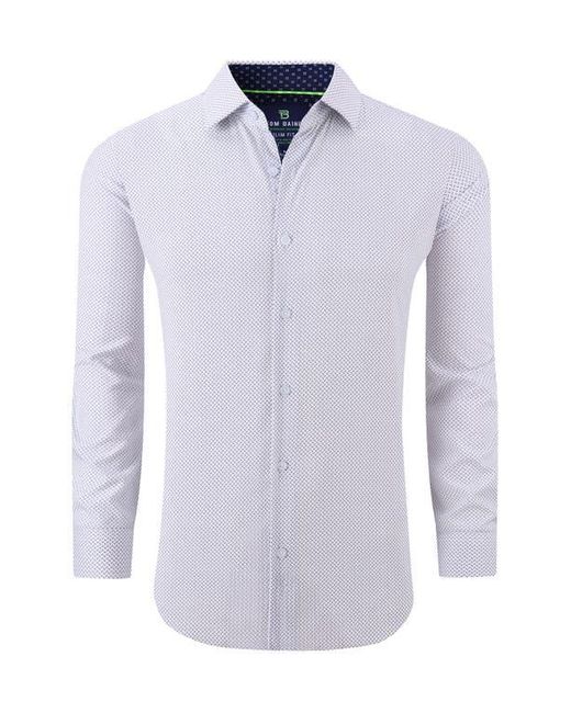 Tom Baine White Regular Fit Performance Stretch Long Sleeve Button Front Shirt for men