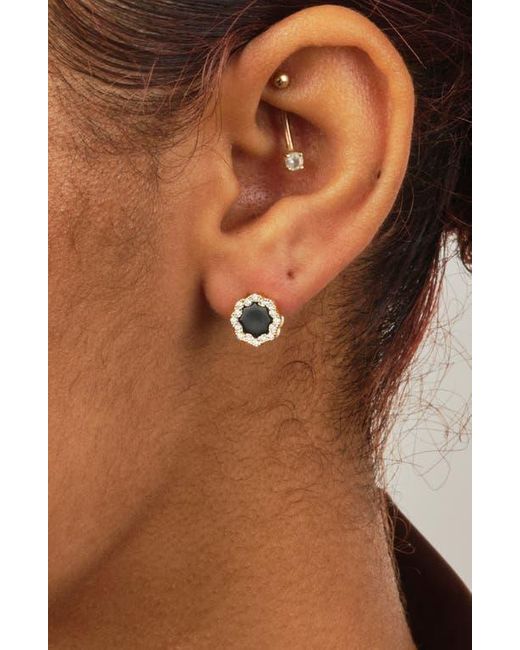 Sterling Forever Black Cubic Zirconia Rose Petal Stud Earrings