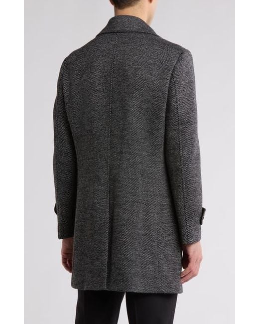 English Laundry Gray Chevron Wool Blend Overcoat for men