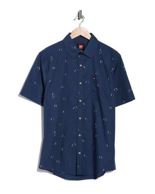 Quiksilver Blue Classic Fit Poleline Short Sleeve Button-Up Shirt for men