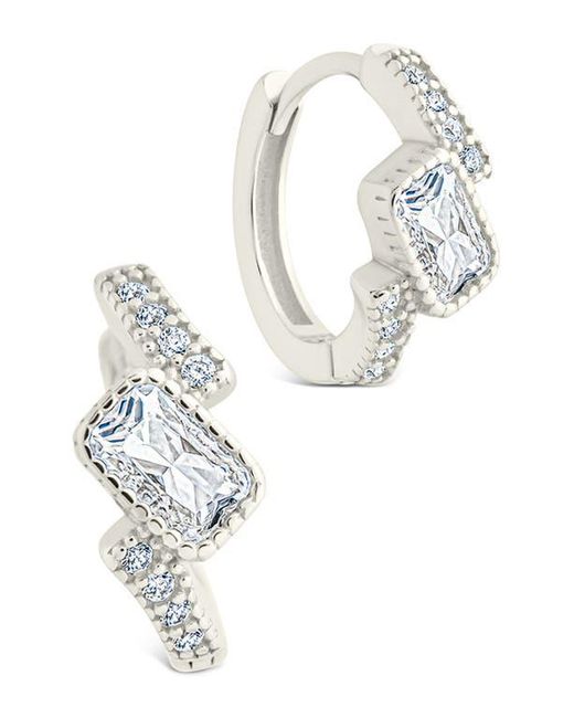 Sterling Forever White Maevyn Cubic Zirconia Huggie Hoop Earrings