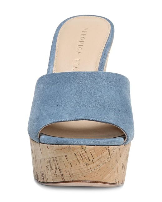 Veronica Beard Blue Dali Platform Wedge Sandal In Jeans At Nordstrom Rack