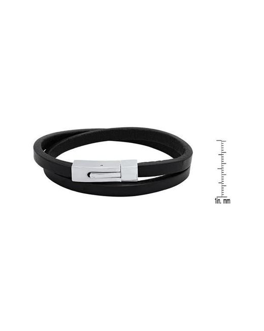 HMY Jewelry Black Leather Wrap Bracelet for Men for men