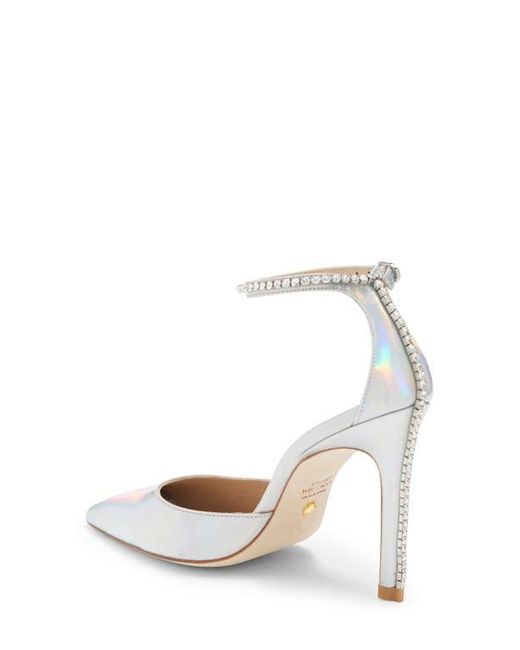 Stuart Weitzman White Glam 100 Strap Pump