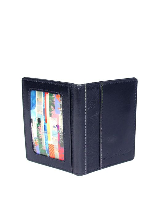 Robert Graham Blue Kareen Leather Magnetic Card Case for men