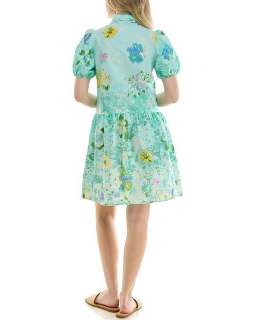 nicole miller shirt dress Nicole Miller 3/4 Sleeve Belted Shirt Tiered Dress