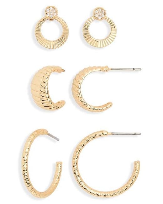 Leith White 3-Pack Fluted Assorted Earrings