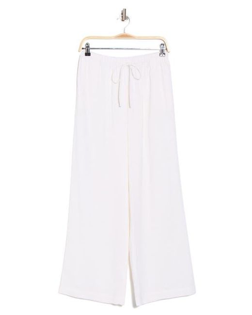 Wayf White Linen Blend Pull-On Pants