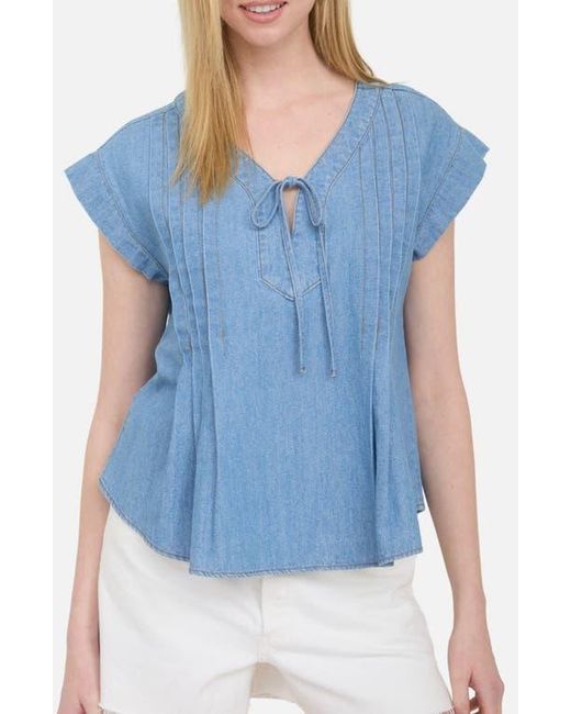 Blu Pepper Blue Pleated Top
